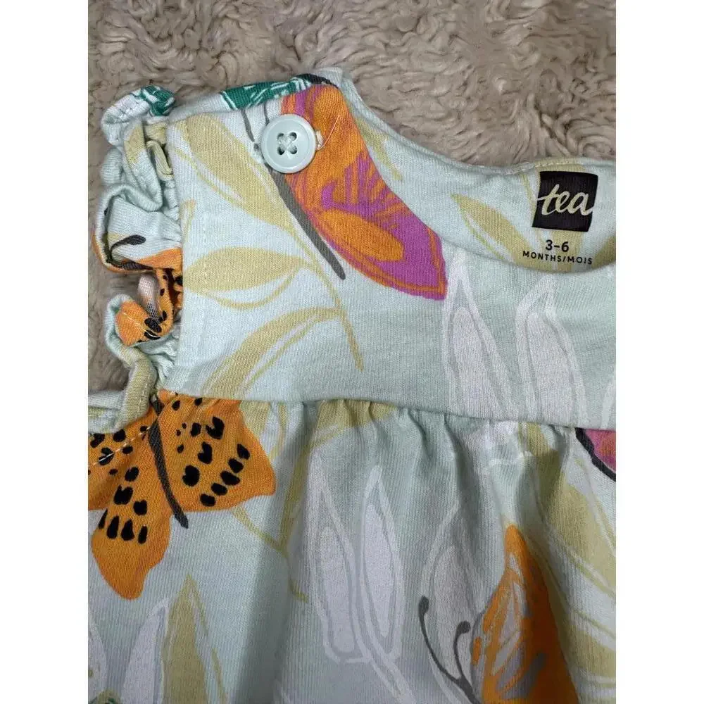 Tea Collection mint green butterfly flutter sleeve cotton short romper Size 3-6M